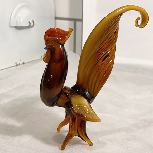 Vintage Murano Hand Blown Glass Rooster Art Figurine - Picture 6 of 13